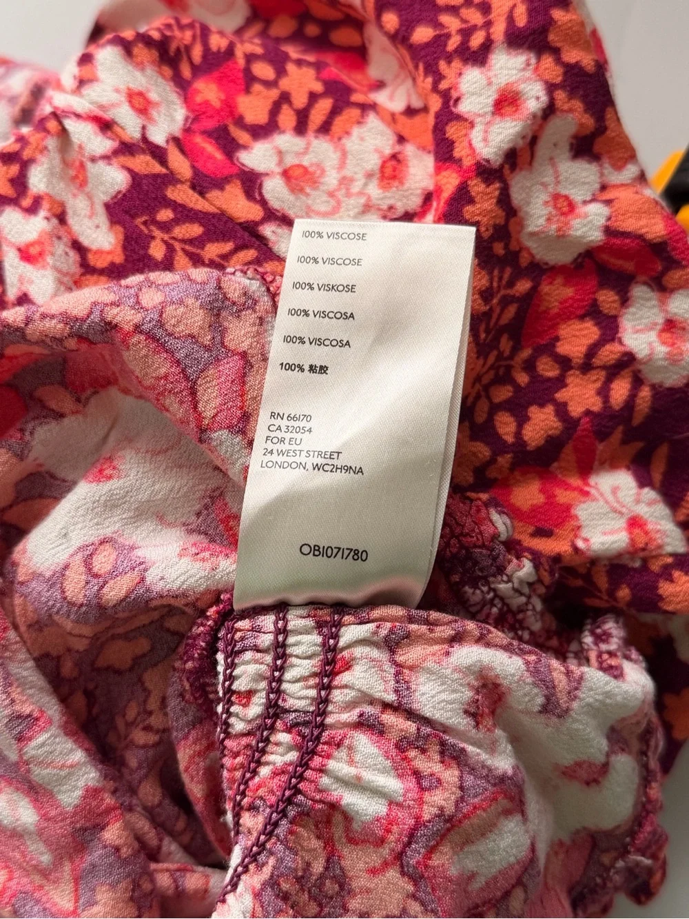 Free People Sweet Memories Pink Multi Floral Print Ruffled Puff Sleeve Top XS